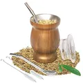 Produktbild: Beruth Yerba Mate Tee Set (Mate Becher), Edelstahl-Teetassen-Set mit einem multifunktionalen Deckel, zwei Trinkhalmen und Reinigungsbürsten, Wärmeisolierung, Verbrühungsschutz (braun)