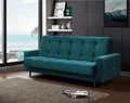 Produktbild: Schlafsofa Nancy BIS Dreisitzer mit Schlaffunktion Bettkasten Polstersofa aus Velours Sofa mit Federkern Holzbeine, Stoff: kronos 04 - marine
