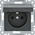 Produktbild: Steckdose mit Erdungund Deckung, 16 A/250 VAC, schwarz WL1123 Lumina Hager