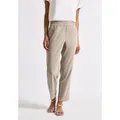 Produktbild: Jogger Pants STREET ONE, Damen, Gr. 40, Länge 28, beige (morning beige), Stoff, 47% Viskose, 45% Polyester, 4% Elasthan, 4% Polyamid, unifarben, loose fit knöchelfrei, Hosen, Middle Waist