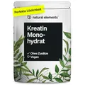 Produktbild: natural elements Creatin Monohydrat – 500g ultrafeines Pulver (Meshfaktor 200) – 166 Portionen reines Kreatin – hochdosiert – vegan, ohne unnötige Zusätze – in Deutschland entwickelt & laborgeprüft