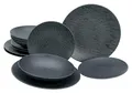 Produktbild: CreaTable, 20540, Serie Schiefer Black, 12-teiliges Geschirrset, Teller Set aus Steinzeug, spülmaschinen- und mikrowellengeeignet, Made in Portugal