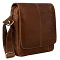 Produktbild: STILORD 'Matt' Ledertasche Männer klein Vintage Umhängetasche Schultertasche Herrentasche für 9,7 Zoll iPads Tablet Herrenhandtasche Messenger Bag Echtes Leder, Farbe:mocca - dunkelbraun