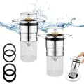 Produktbild: 2 Stück 304 Edelstahl Pop Up Abflusssieb, Upgraded Bathroom Sink Plug, Metal Drain Plug Universelle, Waschbeckenstöpsel, Mit Filtersieb/Dichtungen,Abflussstopfen für Bad,Waschbecken und Küche(34-40mm)