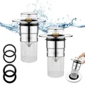 Produktbild: 2 Stück 304 Edelstahl Pop Up Abflusssieb Upgraded Bathroom Sink Plug Metal Dr...