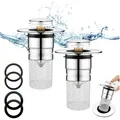 Produktbild: Edelstahl Abflusssieb Waschbeckenstopfen Pop Up Dichtung Küche Bad 34-40mm