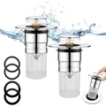 Produktbild: Edelstahl Abflusssieb Waschbecken Pop-up 2 Stück 34-40mm Küche Bad