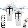 Produktbild: Edelstahl Pop Up Abflusssieb 34-40mm mit Anti-Verstopfungs-Filterkorb 2 Stück