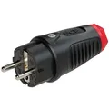 Produktbild: Schutzkontaktstecker Vollgummi (schwarz/rot) - mit Schutzleiterkontakt