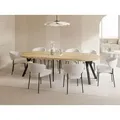 Produktbild: Esstisch Rund Groß XXL Ausziehbar im Loft-Stil – 100 bis 250 cm – Extra Lang Ausziehtisch mit Schwarzen Holzbeinen, Industrieller Tisch für 5... - Braun