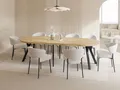 Produktbild: WFL GROUP Esstisch Twixy ausziehbar rund industrial mit schwarzen Holzbeinen (MADE IN EU, erhältlich in 2 Größen – Durchmesser 100 cm, ausziehbar auf 250/300 cm), XXL groß extra lang Ausziehtisch für 5-16 oder 5-14 Personen