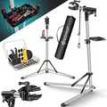 Produktbild: KESSER® Fahrradmontageständer Profi Reparaturständer Aluminium für Fahrräder Mountainbikes E-Bike Schwerlast-Montageständer Fahrradständer +Tasche mit Schnelllösevorrichtungen 360° drehbar, Silber