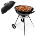 Produktbild: HYCHIKA Kugelgrill Holzkohlegrill Kohlegrill, Ø47cm 18 Zoll Rund Vertikal BBQ Kompaktgrill mit Deckel, Rädern für Garten Balkon Camping Outdoor