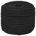 Produktbild: vidaXL Bootsseil Ankerleine Festmacher Tauwerk PP Leine Seil Tau Polypropylenseil Geflochten Flechtleine Schwarz 12mm 100m Polypropylen