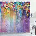 Produktbild: ABAKUHAUS Blumen Duschvorhang, Blühende Blumen, Stoffliches Gewebe Badezimmerdekorationsset mit Haken, 175 x 180 cm, Mehrfarbig
