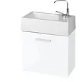Produktbild: Stilform - Gäste-wc Badmöbel Waschbecken Mit Unterschrank Und Ablagefächer Handwaschbecken:weiß Hochglanz, Ohne Spiegel