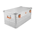Produktbild: Alubox Alukiste abschließbar E141 - Premium Aluminium Lagerbox 141 Liter - Deckel mit Aluminium Druckguss Stapelecken und Gummidichtung - inklusive Schlösser