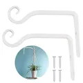 Produktbild: LOOGI Pflanzenhalterung Blumenampelhalter Eisen Wandhaken Blumenampel Wandhalter Haken 15cm zum Aufhängen von Pflanzer Vogelhäuschen Laterne Windspiele Wandleuchter - 2 Stücke Weiß