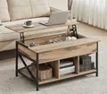 Produktbild: VASAGLE Couchtisch höhenverstellbar, Wohnzimmertisch, sofatisch (inkl. Zubehörpaket & Anleitung) aufklappbar), holz, versteckter Stauraum, 60 x 100/120 x (48-62) cm