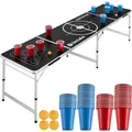 Produktbild: tectake® Bierpong-Tisch Brew Battle aus Aluminium inklusive 100 Bechern und 6 Bällen - Schwarz
