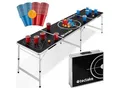 Produktbild: tectake® Bierpong-Tisch, aus Aluminium, bodenschonende Kunststofffüße, inklusive 100 Bechern und 6 Bällen