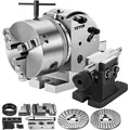 Produktbild: Vevor Teilapparat Mit Backenfutter Mt2, Rotary Tisch Mit Indizierung Höhe Der Mitte 100 Mm, Dividing Head 23 Kg, Rotary Tisch Mit Tellern, Eine Starke Unterstützung Zu Bearbeitenden Werkstück