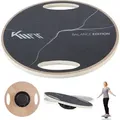 Produktbild: KM-Fit Balance Board rund Holz Gleichgewichtstrainer Wackelbrett Indoor - Schwarz