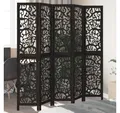 Produktbild: vidaXL Paravent, 5-tlg. Paravent Schwarz Massivholz Paulownia