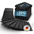 Produktbild: Veluris Bodenschutzmatte Fitness Matte [31x31cm] - 18 extra dicke Bodenmatten [20% mehr Schutz] - Rutschfeste Schutzmatten Fitnessraum, Fitness Boden, Sportboden, Poolunterlage, Fallschutzmatten