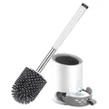 Produktbild: Braoses Toilettenbürste Silikon mit Halter klobürste Set Wandmontage & Stehen Edelstahl Langer Stiel WC Bürste und schnell trocknendem Haltersatz für Badezimmer Gäste-WC