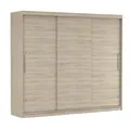 Produktbild: Schwebetürenschrank 250 breit mit 16 mm Laminatplatte & ABS-Kanten - Metallführungen & Rollenlauf mit Kleiderstange, Einlegeböden - Für Garderobe, Flur, Schlafzimmer modern - Imoebel24