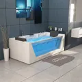 Produktbild: TroniTechnik® Whirlpool Badewanne MYKONOS 180cm x 88cm mit Heizung, Wasserfall, Hydromassage und Farblichtherapie, Sanitäracryl