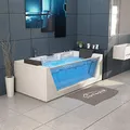 Produktbild: Tronitechnik® Whirlpool Badewanne Mykonos 180cm x 88cm mit Heizung, Wasserfall, Hydromassage und Farblichtherapie