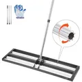 Produktbild: VEVOR Rasenrakel mit Rolle, 254x914 mm Edelstahl-Rasennivellierer mit 213 cm verstellbarem Griff, robuster Nivellierrechen, Levelingrake, Rasennivellierungswerkzeug für den Garten und Golfplätze