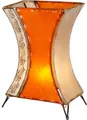 Produktbild: Asiatische Tischlampe Chika 40cm Lederlampe Hennalampe Lampe | Orientalische kleine Tischlampen aus Metall, Lampenschirm aus Leder | Orientalische Dekoration aus Marokko, Farbe Orange, Beige