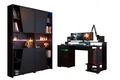 Produktbild: Parisot Gaming Set Meta Gamingtisch Schrank LED Schwarz Schreibtisch Regal LED