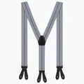 Produktbild: Elegante Hosenträger 3,5 cm X-Form mit Knopfverschluss Verstellbar für Herren & Damen, ohne Clips Anzughosenträger zum Knöpfen mit 6 Knopfloch Suspender (Blau mit Muster)