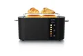 Produktbild: Arendo Toaster Edelstahl, Langschlitz, Touch Display, Restzeit & Bräunungsgradanzeige, 2 lange Schlitze, für 4 Scheiben, 1500 W, Brötchenaufsatz, Wärmeisoliert, Toast-Symbole für Bräunungsgradauswahl