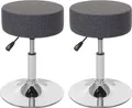 Produktbild: 2er-Set Hocker HWC-C22, Sitzhocker Schminkhocker, höhenverstellbar Ø 35cm Textil, grau