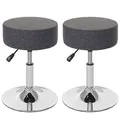Produktbild: Mendler 2er-Set Hocker HWC-C22, Sitzhocker Schminkhocker, höhenverstellbar Ø 35cm - Textil, grau