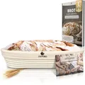 Produktbild: Gärkörbchen oval 1kg aus Peddigrohr Ø35cm - Beige inkl. E-Book Rezept, Leinen...