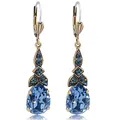 Produktbild: Jugendstil Ohrringe Gold Blau Markenkristalle aus Österreich NOBEL SCHMUCK