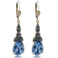 Produktbild: Jugendstil Ohrringe Gold Blau Markenkristalle aus Österreich NOBEL SCHMUCK