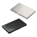 Produktbild: Zwei Visitenkartenetuis aus Edelstahl, schwarzes, gebürstetes silbernes High-End-Mode-Metallkartenetui, ultradünne Visitenkartenhalter-Aufbewahrung, Taschen-Reise-Visitenkarten-Aufbewahrungshalter