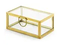 Produktbild: Box aus Glas 9x5.5x4cm Deko Schmuckkasten Deckel Schmuckbox Ringbox Geschenkbox Hochzeit klar gold