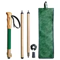 Produktbild: FOREST PILOT Trekkingstöcke - 1 Stück - verstellbarer Wander- oder Gehstock - starkes, natürliches Buchenholz - schnell verstellbarer Flip-Lock - Griff aus Buchenholz, Lederband (grün)