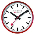 Produktbild: Mondaine - Wanduhr A990.Clock.11SBC 25cm - Bahnhofsuhr in Rot aus Aluminium mit rotem Sekundenzeiger staubbeständig - Hergestellt in der Schweiz