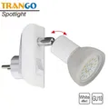 Produktbild: TRANGO LED Steckdosenleuchte, 11-046 LED Steckerlicht in weiß mit Lampenschirm aus Glas, Stecker-Nachtlicht inkl. 1x GU10 LED Leuchtmittel 3000K warmweiß & Ein/Aus, & Ein/Aus- Schalter Leselampe, Küchenlampe