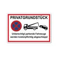 Produktbild: XXL Privatgrundstück Schild unberechtigte parkende Fahrzeuge werden kostenpfl...