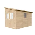 Produktbild: Holz Gartenschuppen (ohne Seitenwand) - Abstellkammer mit Fenstern - H244x211x318 cm/6 m2 Naturholz-Shiplap-Schuppen - Gartenwerkstatt - TIMBELA M339